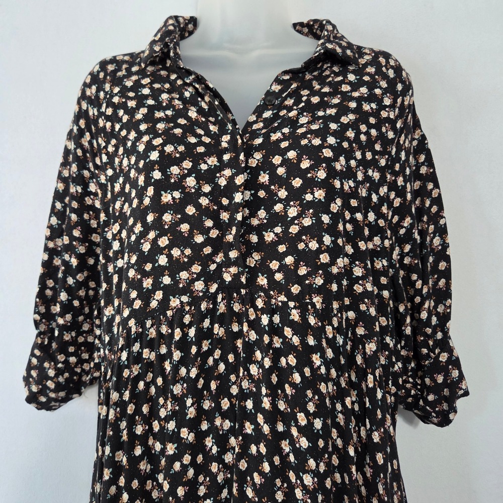 Natural Life Maxi Dress XL Floral Tiered Boho Button Cottagecore Peasant Coastal - Picture 12 of 15